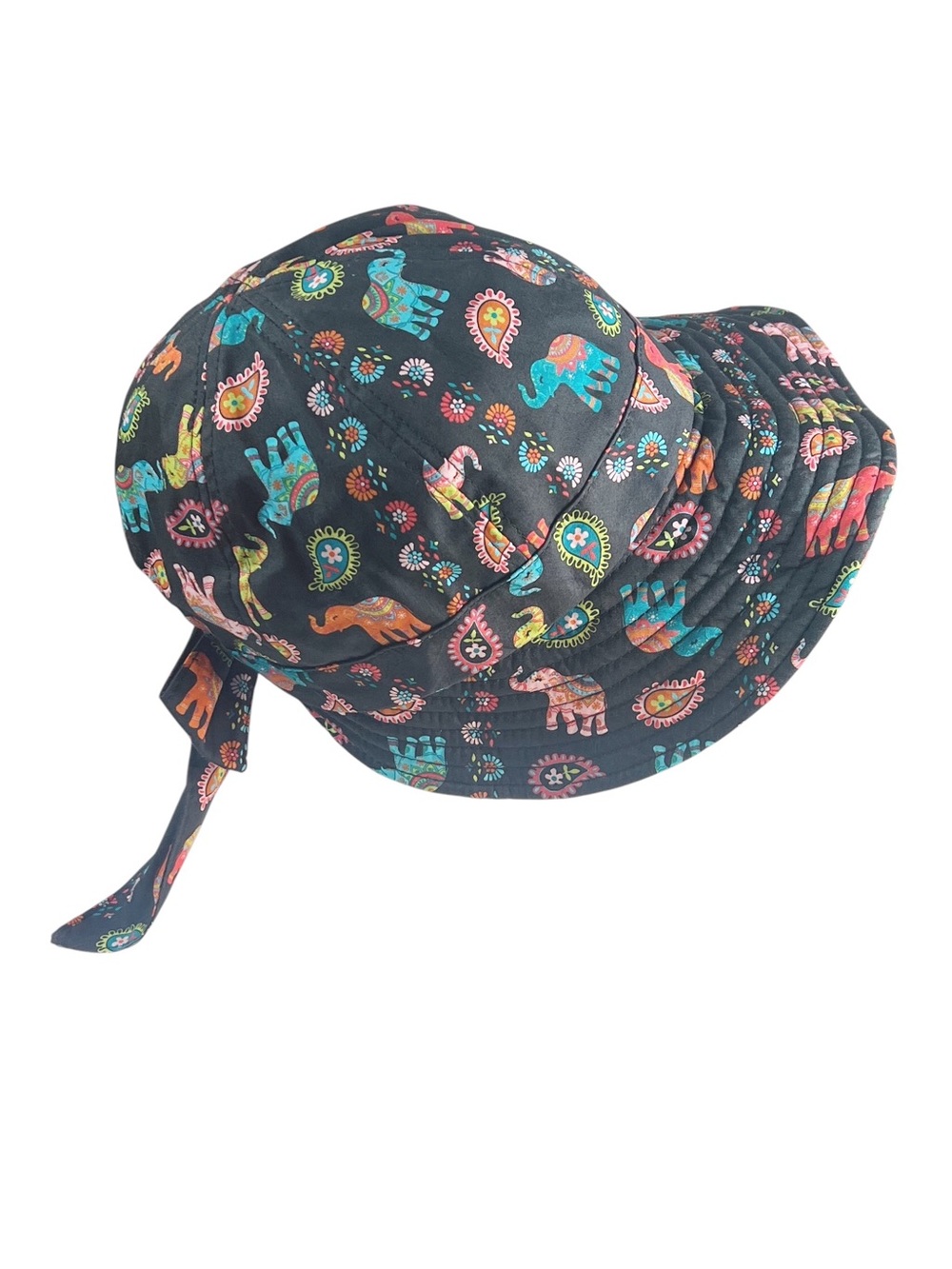 NaRaYa Lady’s Elephant Paisley Print Sun Hat - Black Multicolor Gardening Summer - Picture 2 of 8
